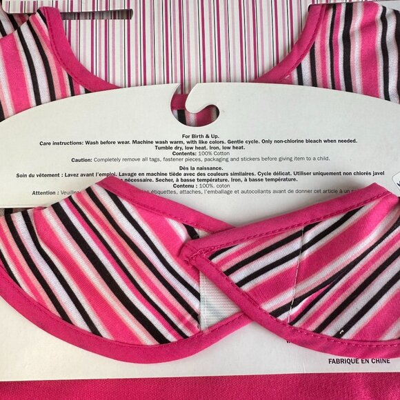 Baby Ganz 4-Pack Pink Zebra & Stripe Cotton Baby Bibs - Picture 3 of 3